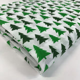 Christmas Polycotton Christmas Tree Green White Fold