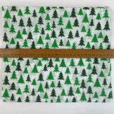 Christmas Polycotton Christmas Tree Green White Scale