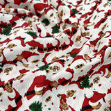 Christmas Cotton Claus Red White Santa Print Craft Fabric