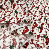 Christmas Cotton Claus Red White Santa Print Craft Fabric Fold