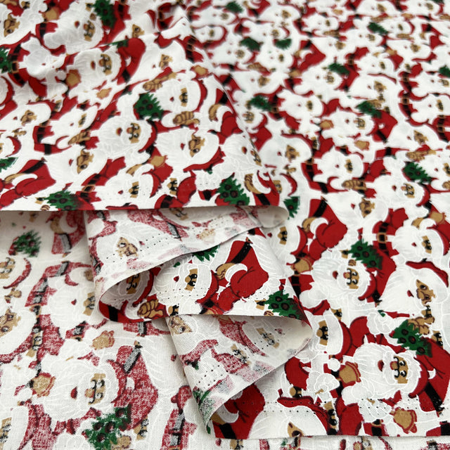 Christmas Cotton Claus Red White Santa Print Craft Fabric Fold