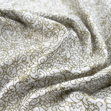 Christmas Cotton Eve Cream Gold Abstract Print Craft Fabric Cu Ec1935C4 1B5F 4A38 B53E Ce3F6Bc33B75