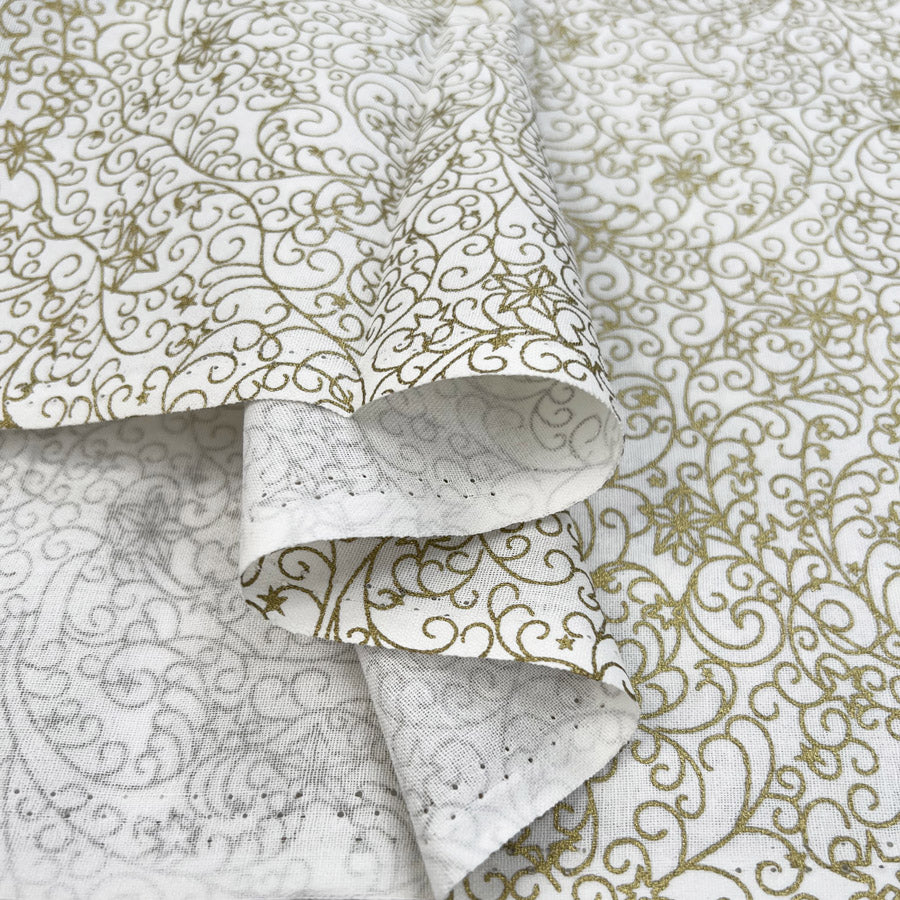 Christmas Cotton Eve Cream Gold Abstract Print Craft Fabric Fold 2475D7E7 59Cc 4C92 9914 2A0833906A1B