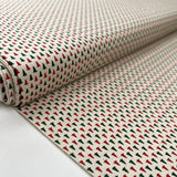 Christmas Cotton Little Fir Green Red Beige Tree Print Craft Fabric Bolt