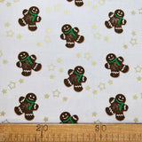 Christmas Cotton Poplin Fabric Grey Gingerbreaad Men Jolly Gingers Ruler