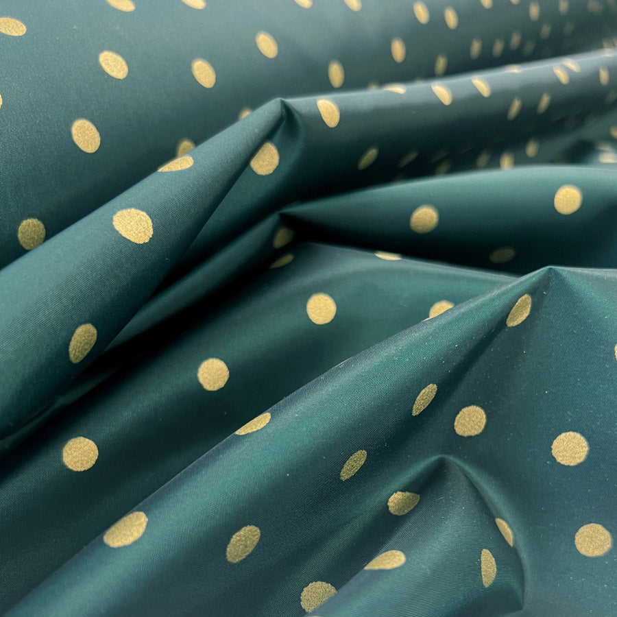 Christmas Craft Fabric Polyester Green Taffeta Emerald Spot