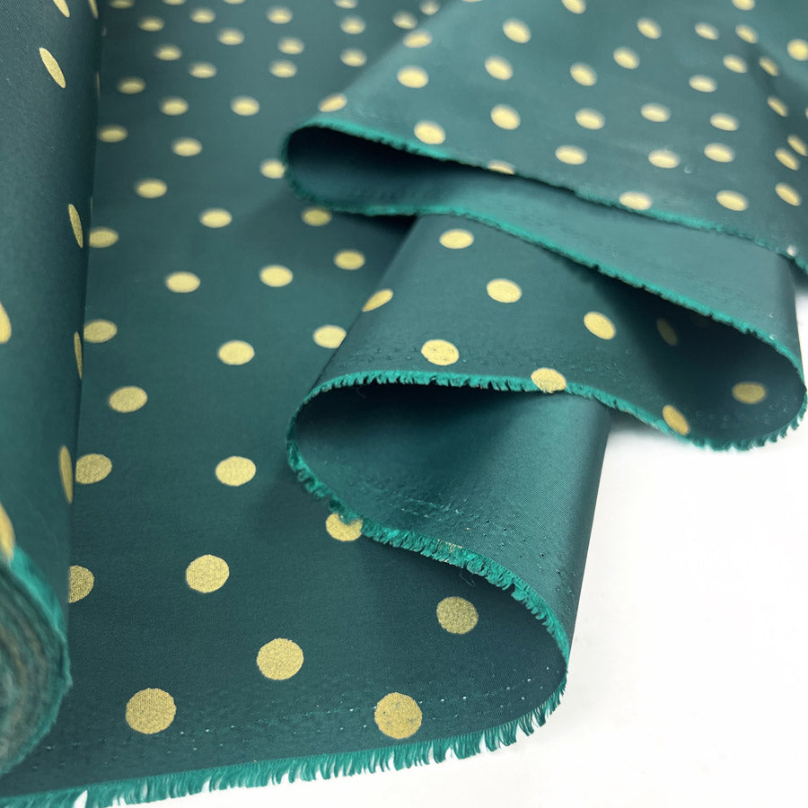 Christmas Craft Fabric Polyester Green Taffeta Emerald Spot Roll