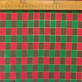 Christmas Craft Fabric Polyester Metallic Green Check Gold Taffeta Gingham Sparkle Ruler
