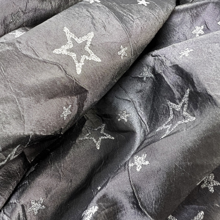 Christmas Craft Fabric Polyester Metallic Taffeta Crinkle Crinkle Little Star