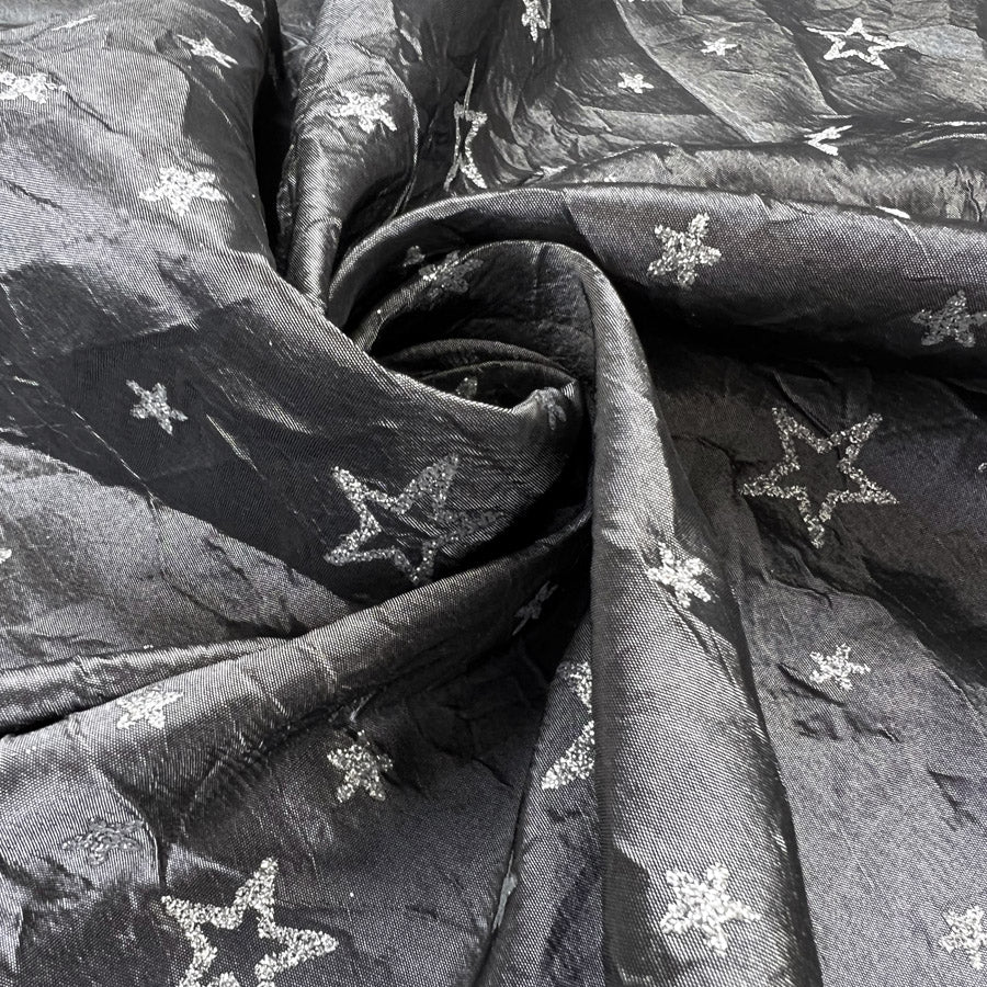 Christmas Craft Fabric Polyester Metallic Taffeta Crinkle Crinkle Little Star Twist