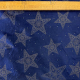 Christmas Craft Fabric Polyester Metallic Taffeta Star Studded Blue Ruler