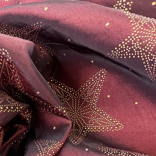 Christmas Craft Fabric Polyester Metallic Taffeta Star Studded Red