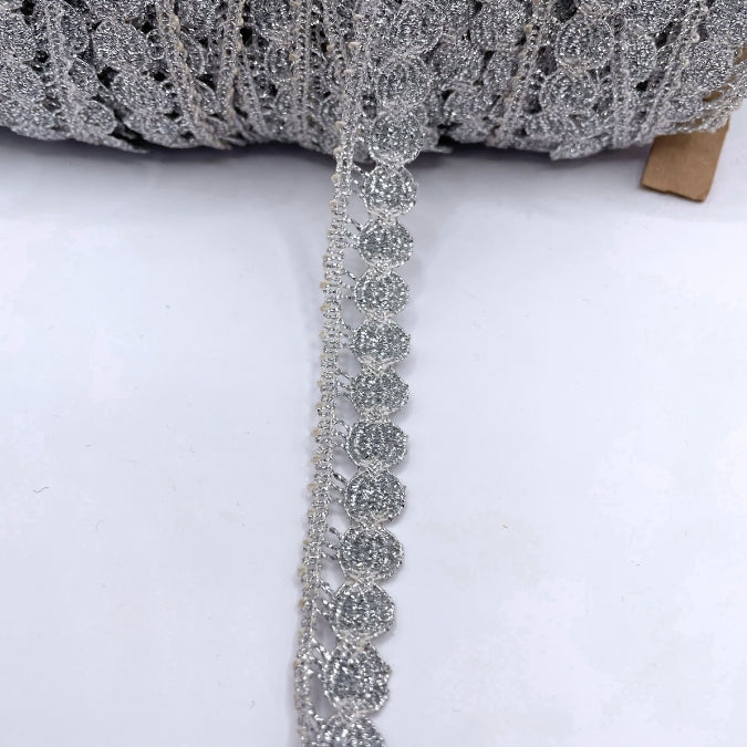 Circle silver lurex trimming edging 12mm