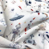 Cj Space Robots White Space Robots Cotton Dress Fabric Fold