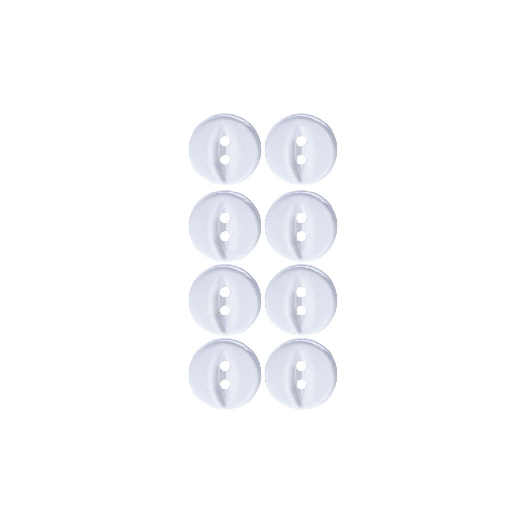 Clear 2 Hole Polyester Fisheye  Buttons 8 Pack