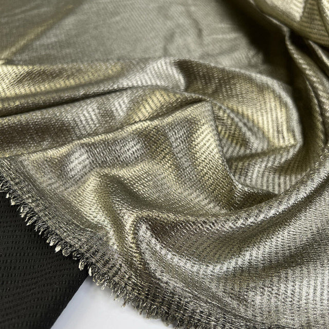 Cleopatra Polyester Khaki Gold Shimmering Dress Fabric