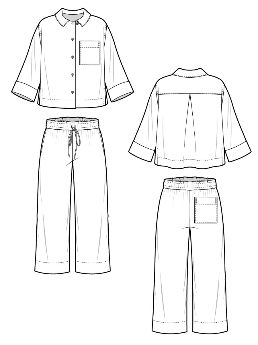 Closet core patterns fran pajamas pattern sketch