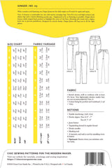 Closet Core Patterns Ginger Skinny Jeans Pattern Back