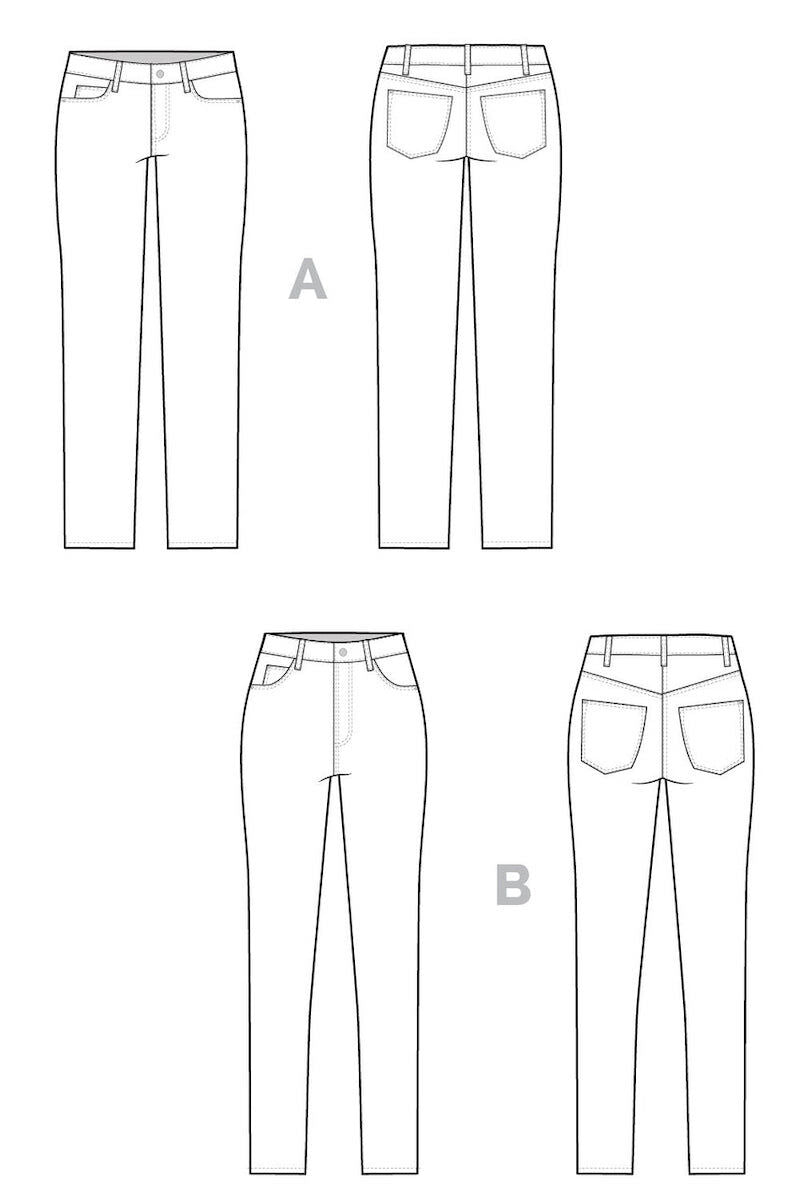 Closet Core Patterns Ginger Skinny Jeans Pattern Sketch