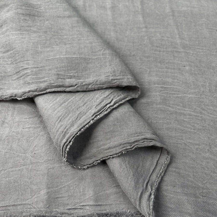 Cloud Viscose Shirting Grey Fine Woven Lightweight Fabric Fold