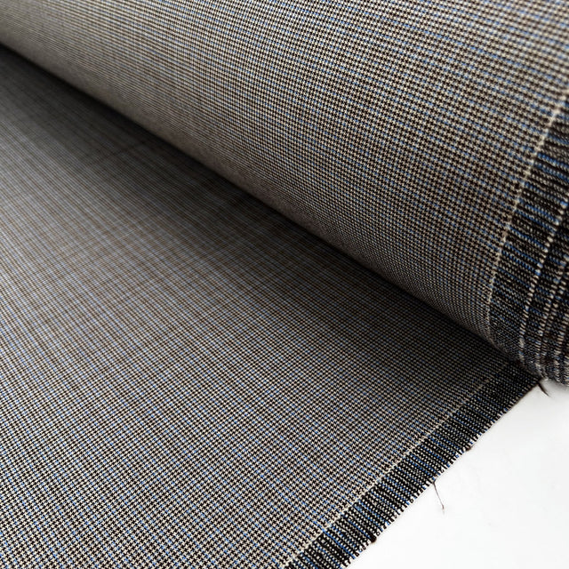 Coalport Taupe Wool Fine Check Italian Suiting Fabric Roll