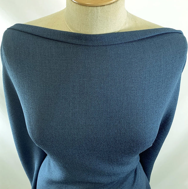 Coast Petrol Linen Look Dress Fabric Petrol Blue John Kaldor Neck
