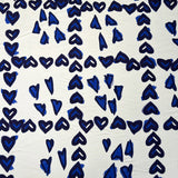 Cobalt Kiss White Blue Heart Print Viscose Dress Fabric