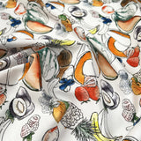 Cocktail Cotton White Fruit Print Shirting Fabric