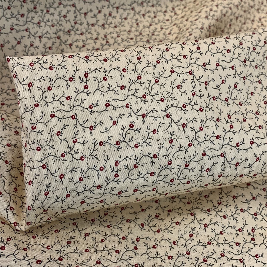 Combed Cotton Sprig Cream Small Floral Sprig Cotton Dress Shirt Craft Fabric Close Up Fabric Photo