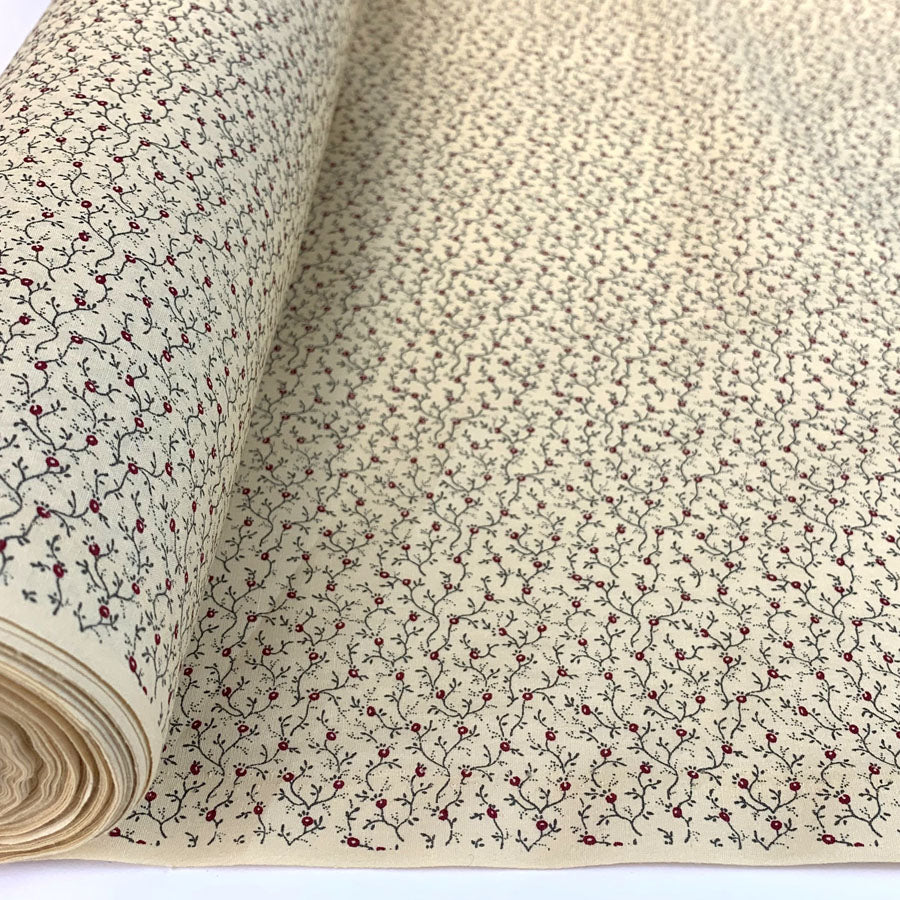 Combed Cotton Sprig Cream Small Floral Sprig Cotton Dress Shirt Craft Fabric Fabric Photo