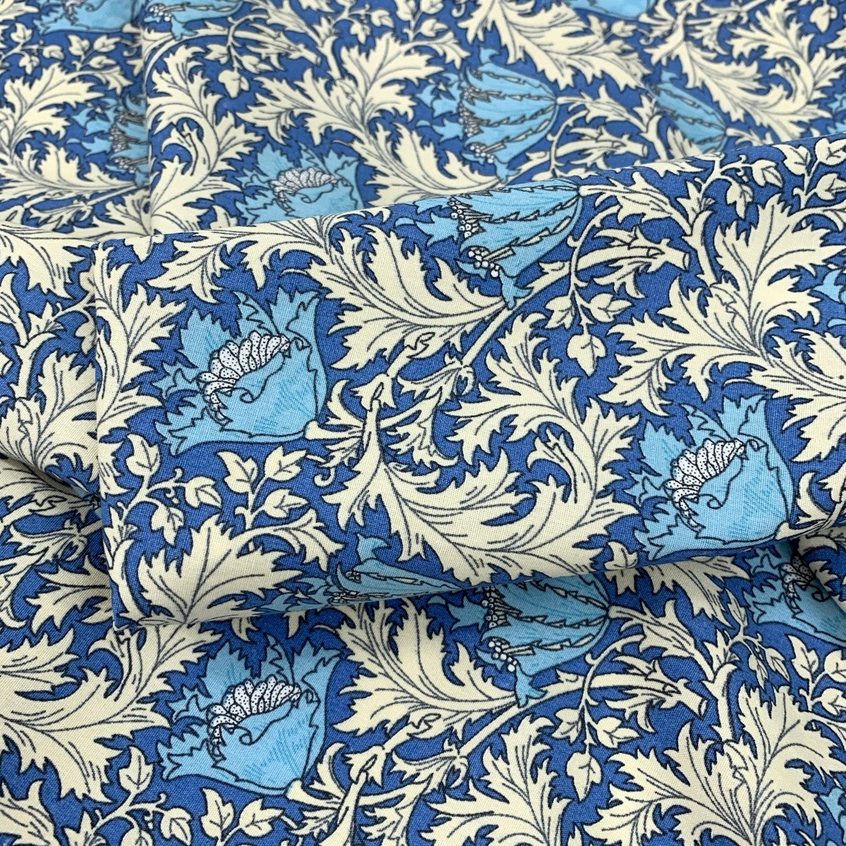 Combed Poplin National Trust Flower Blue Cream 2