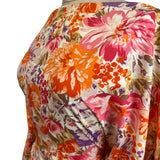Combed Cotton Maria Orange Pink Purple Floral Poplin Dress Fabric Side