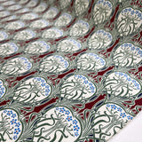 Combed Cotton Poplin Vine Red Green Dress Fabric