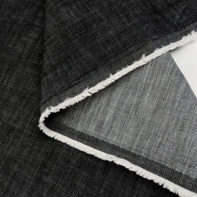 Como Moderno Denim Adriano Cotton Elastane Black Stretch Woven Fabric Fold