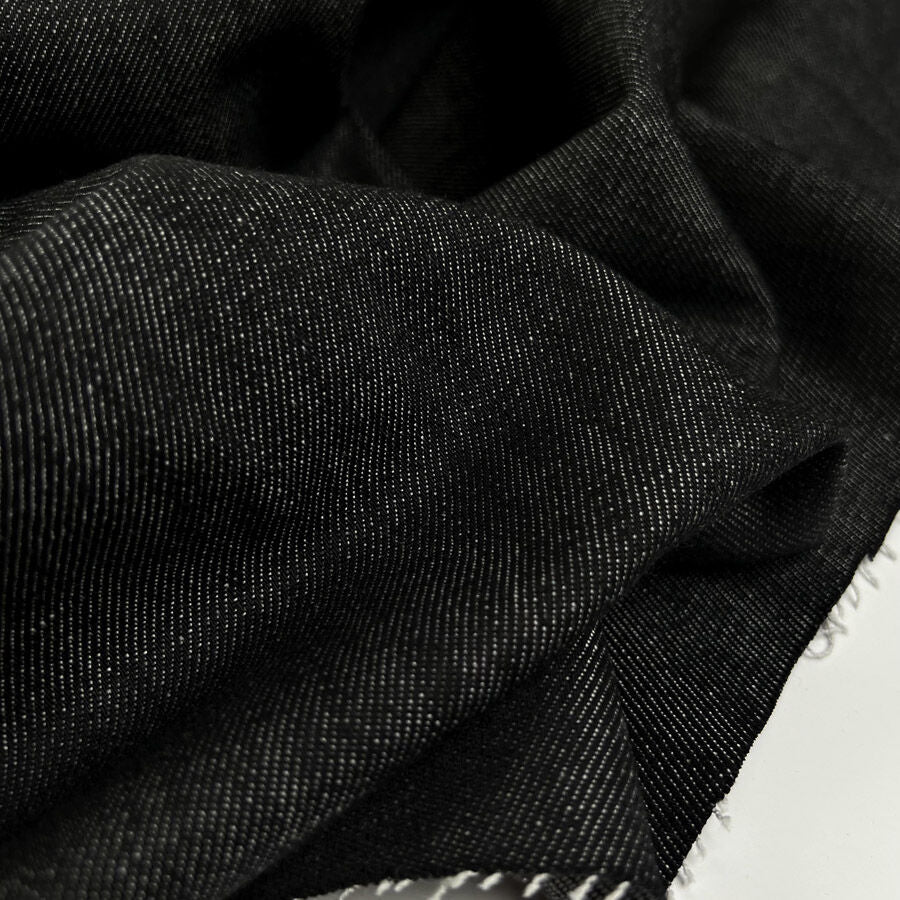 Como Moderno Denim Raffaello Cotton Elastane Black Stretch Woven Fabric