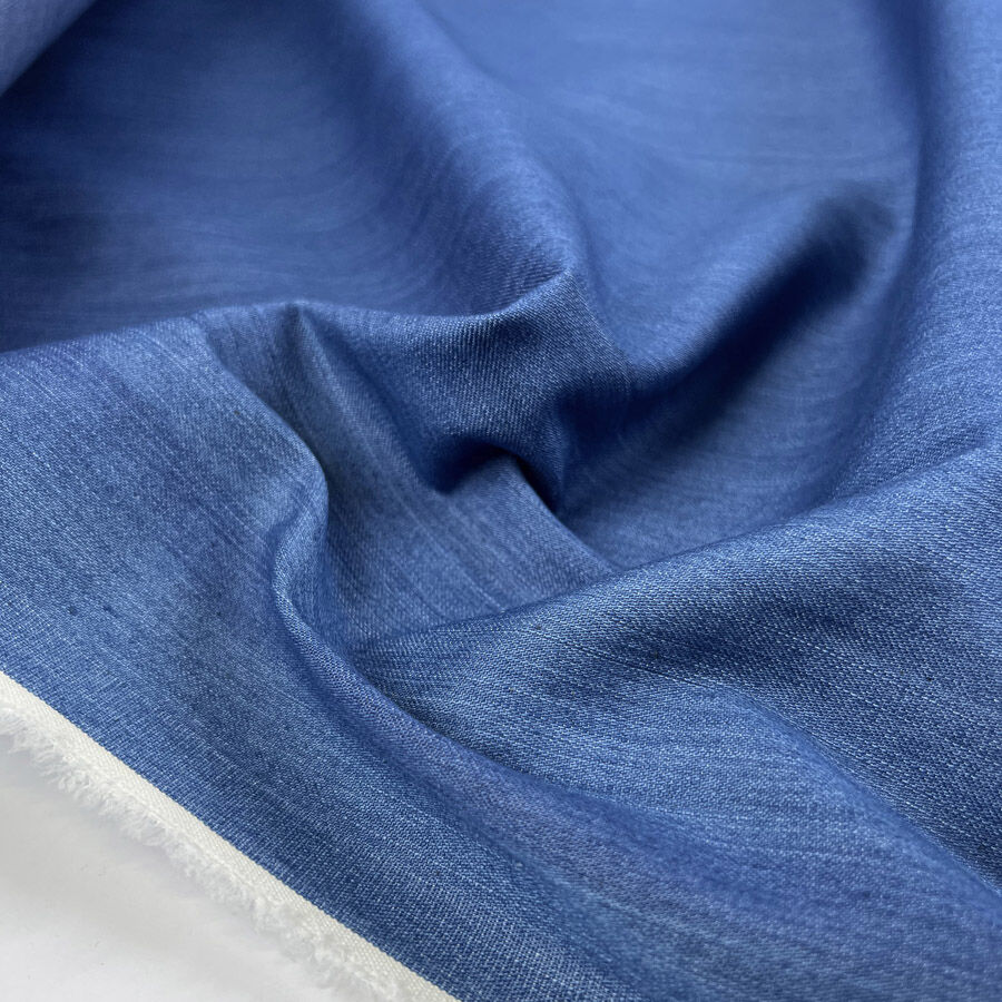 Como Moderno Denim Vittorio Cotton Elastane Blue Stretch Woven Fabric