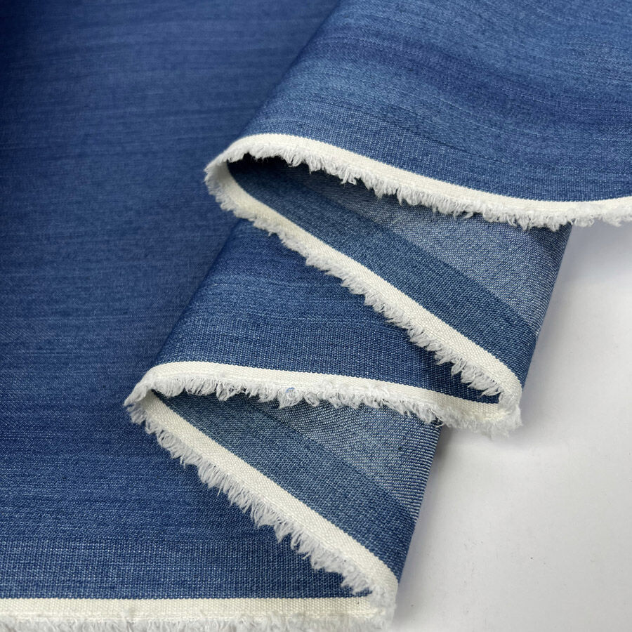 Como Moderno Denim Vittorio Cotton Elastane Blue Stretch Woven Fabric Fold