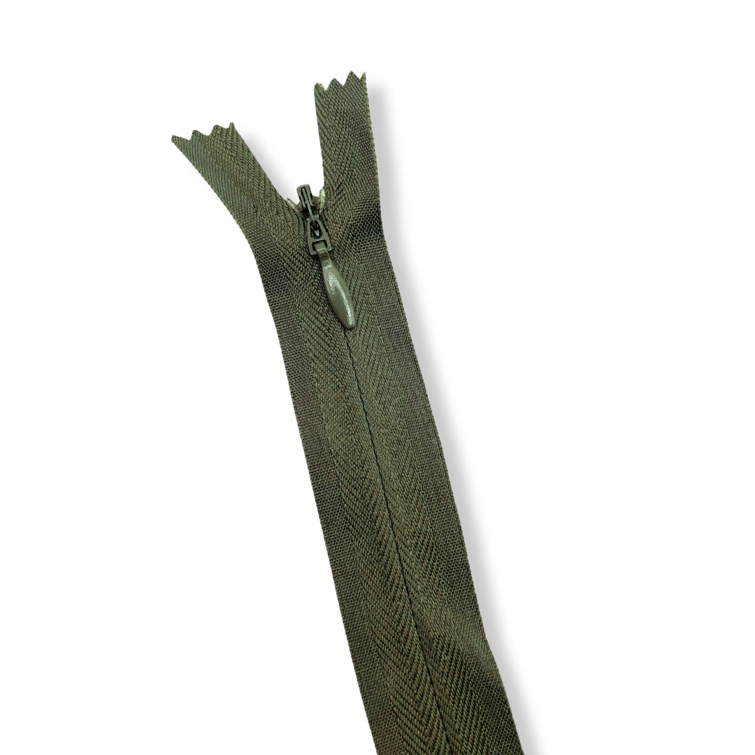 Concealed Nylon Zips Army Green