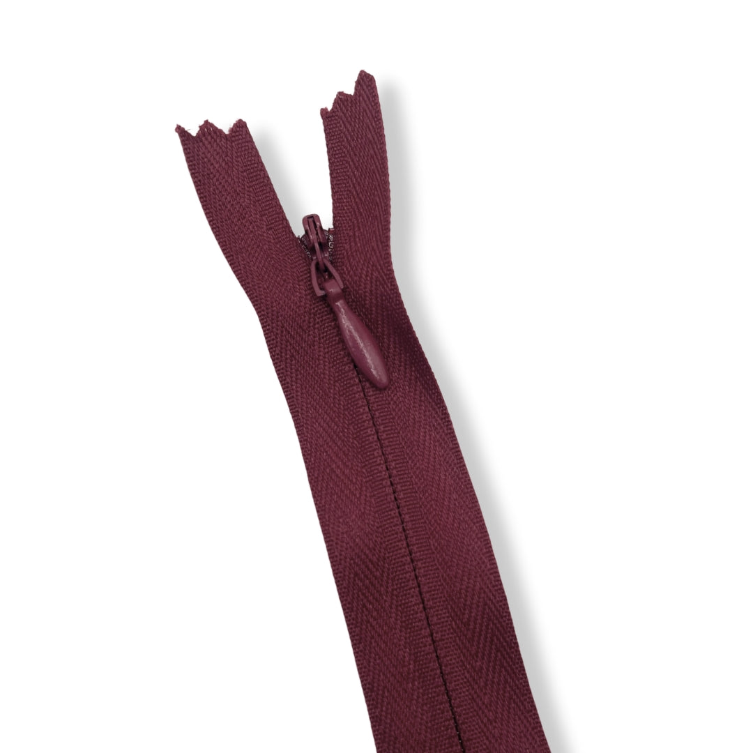 Concealed Nylon Zips Burgundy