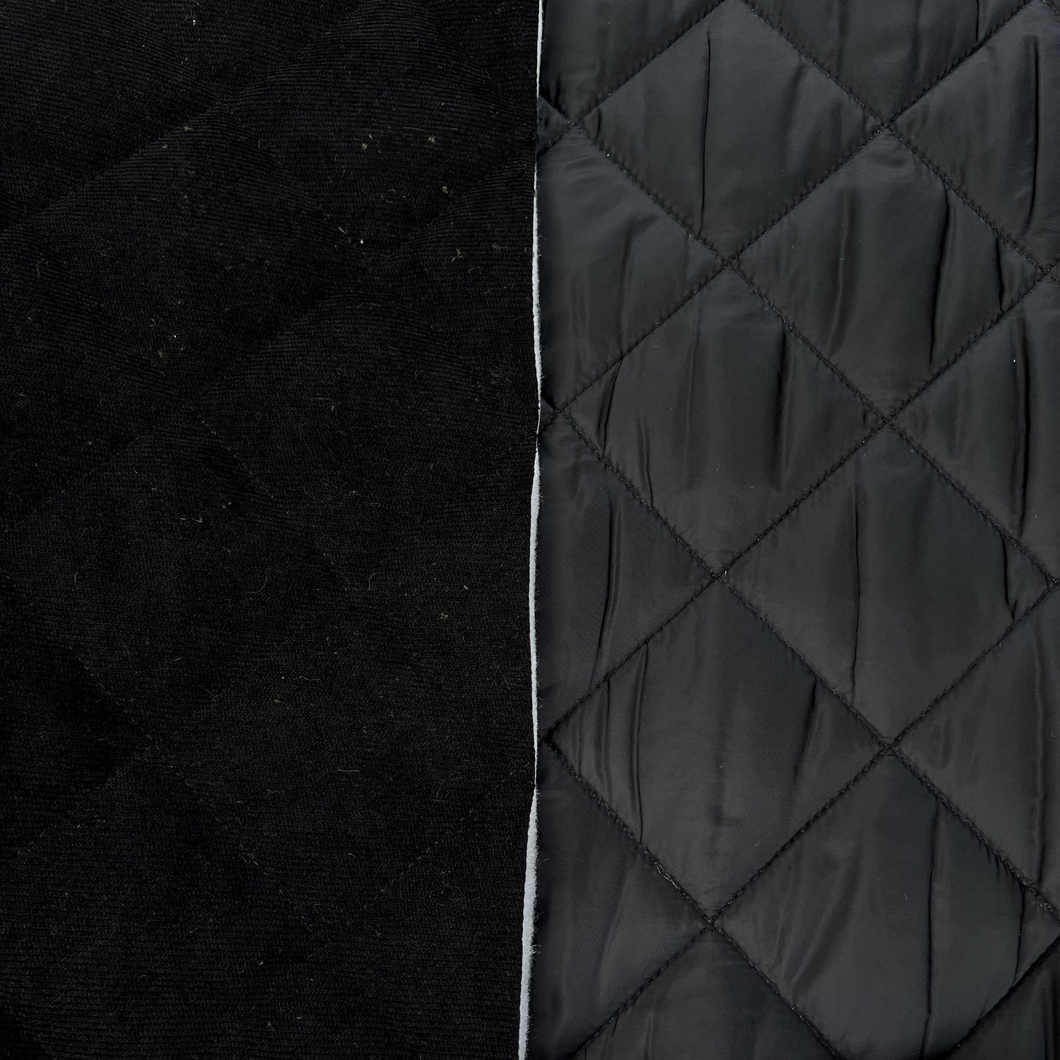 Corduroy Quilting Black Polyester Wadded Diamond Coating Fabric