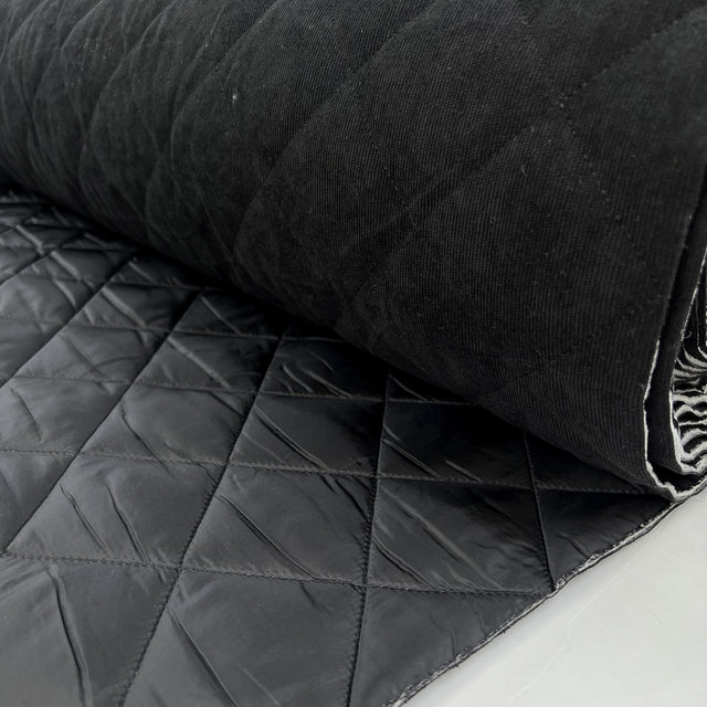 Corduroy Quilting Black Polyester Wadded Diamond Coating Fabric Roll