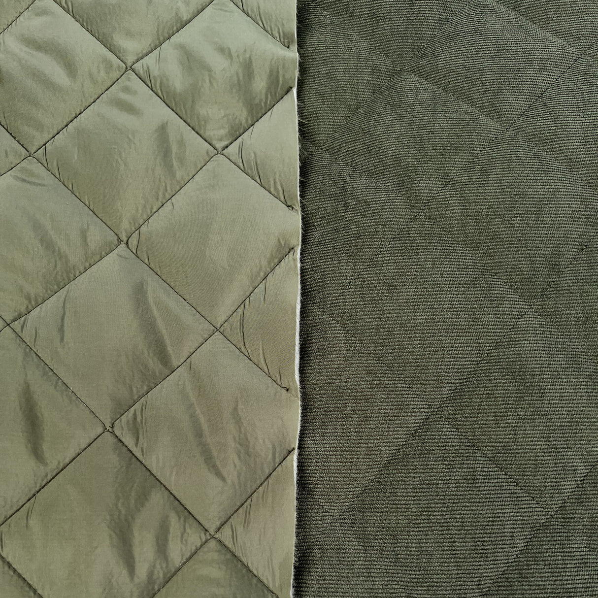 Corduroy Quilting Green Polyester Wadded Diamond Coating Fabric