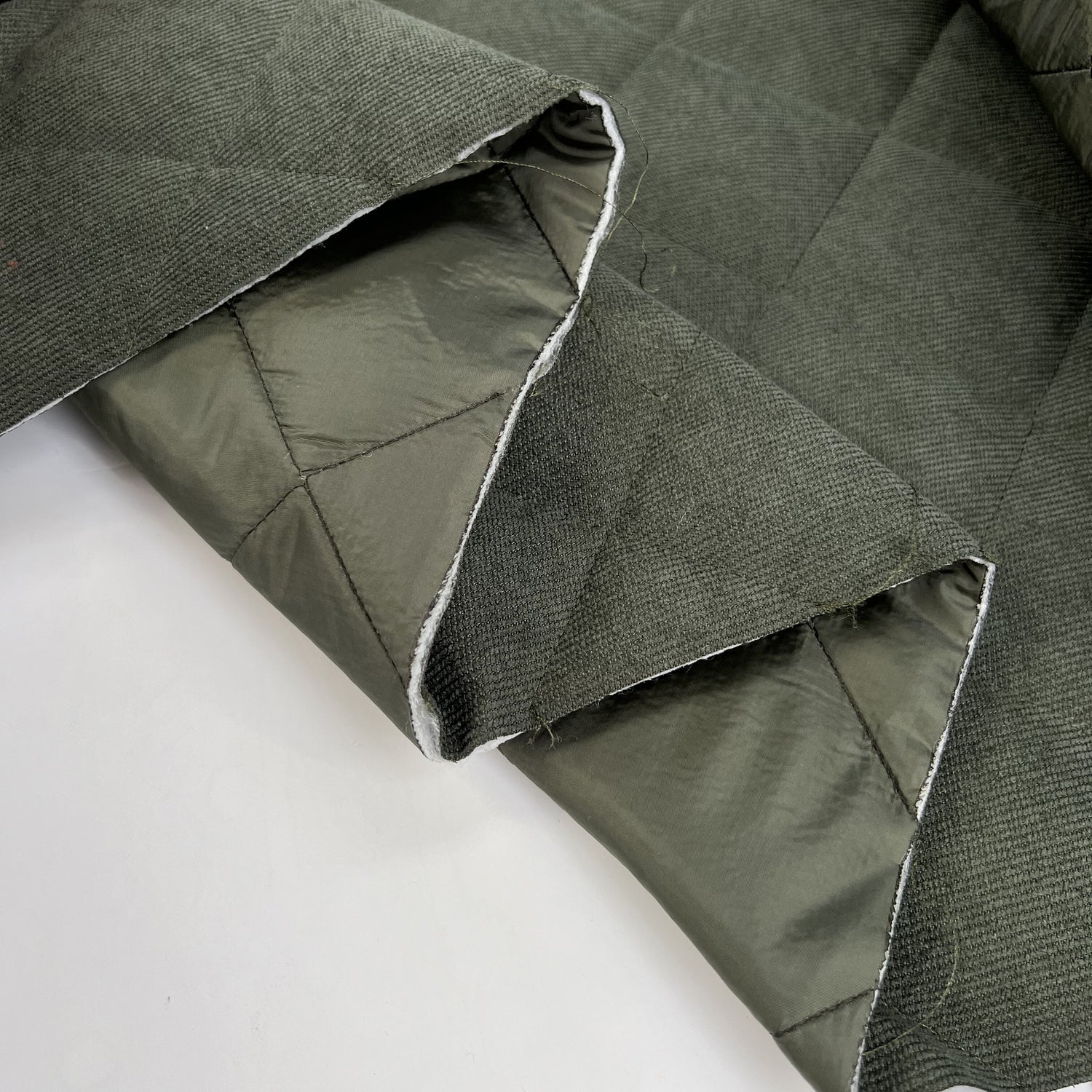 Corduroy Quilting Green Polyester Wadded Diamond Coating Fabric Fold