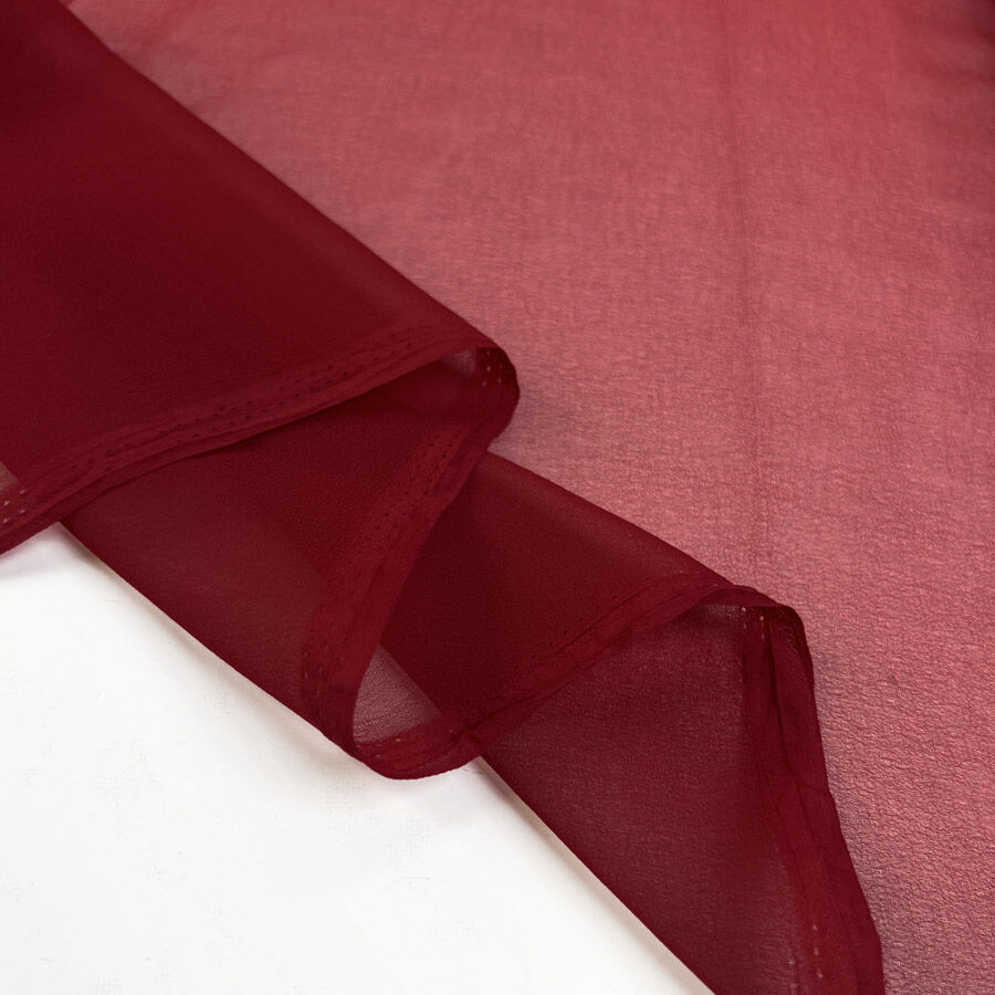 Core Range Chiffon Dark Red Polyester Dupatta Dyed Sheer Dress Fabric Fold