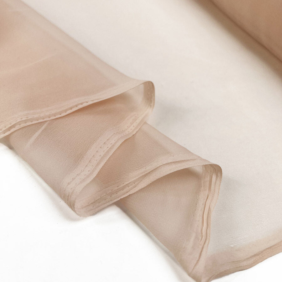 Core Range Chiffon Pale Peach Polyester Dupatta Dyed Sheer Dress Fabric Fold