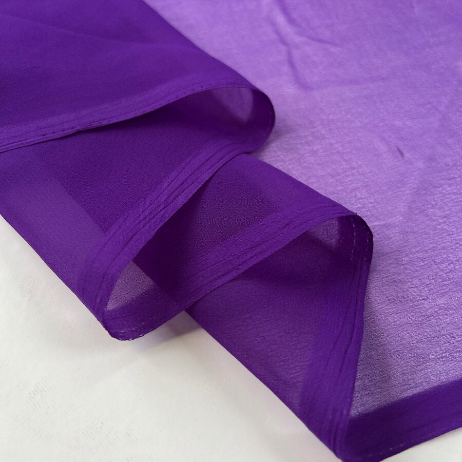 Core Range Chiffon Purple Polyester Dupatta Dyed Sheer Dress Fabric Fold