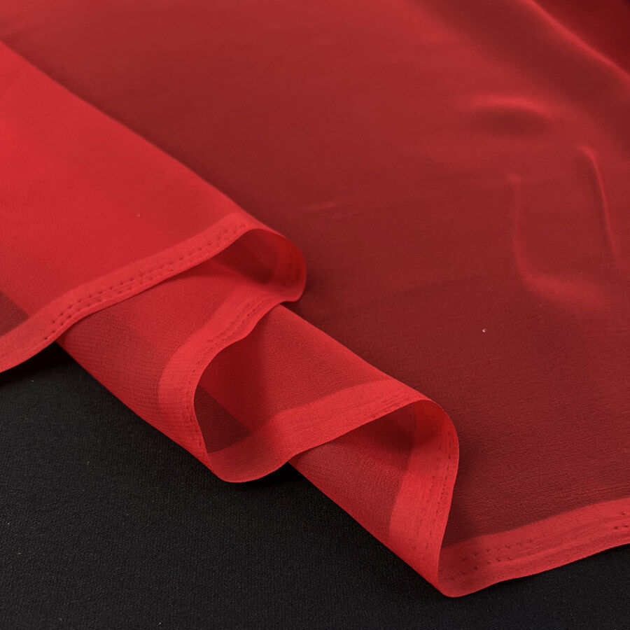 Core Range Chiffon Scarlet Red Polyester Dupatta Dyed Sheer Dress Fabric Fold