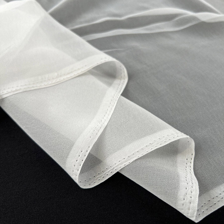 Core Range Chiffon White Polyester Dupatta Dyed Sheer Dress Fabric Fold