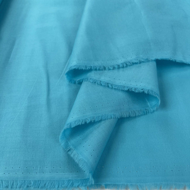 Core Range Cotton Lawn Aqua Blue Combed Woven Plain Dress Fabric Fold