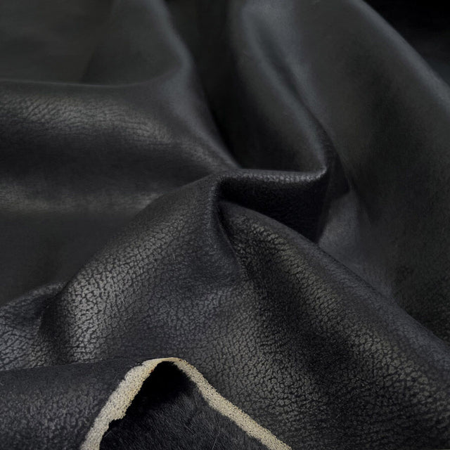 Corin Fur Backed Faux Leather Black Polyester Coating Fabric